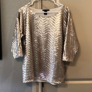 White House Black Market Sequined Chevron Top